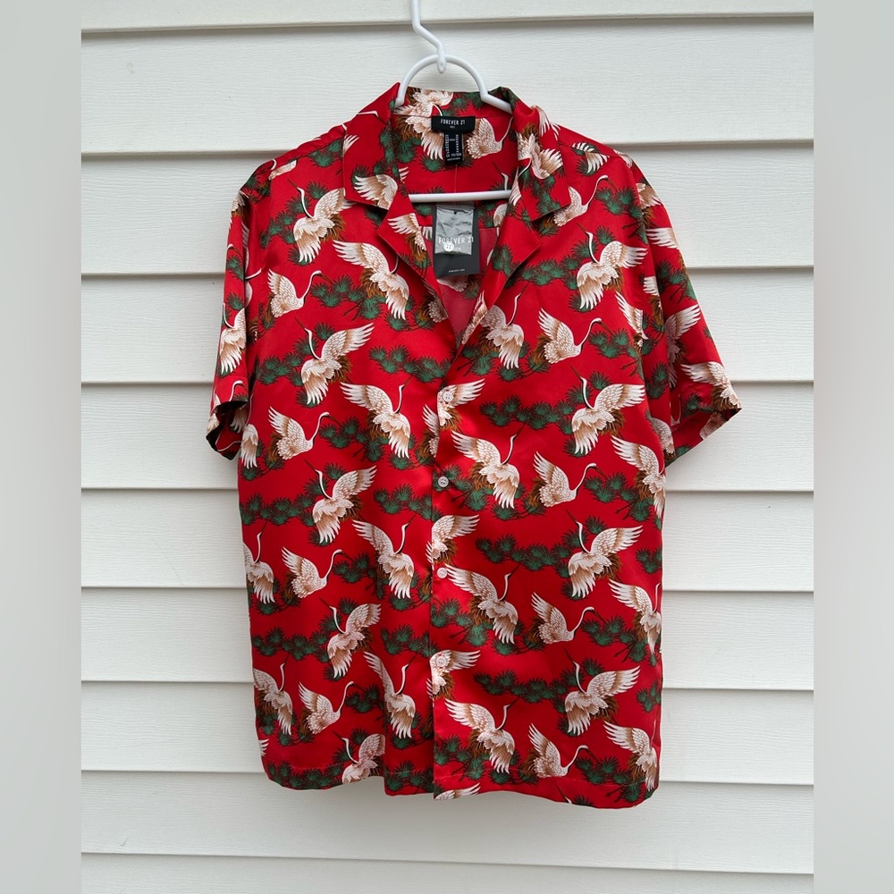 Forever 21 Red and White Camouflage Casual Shirt